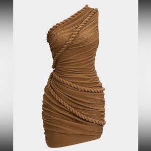 Micas 
Ruched one shoulder twist knot
Sleeveless mini dress
Size S